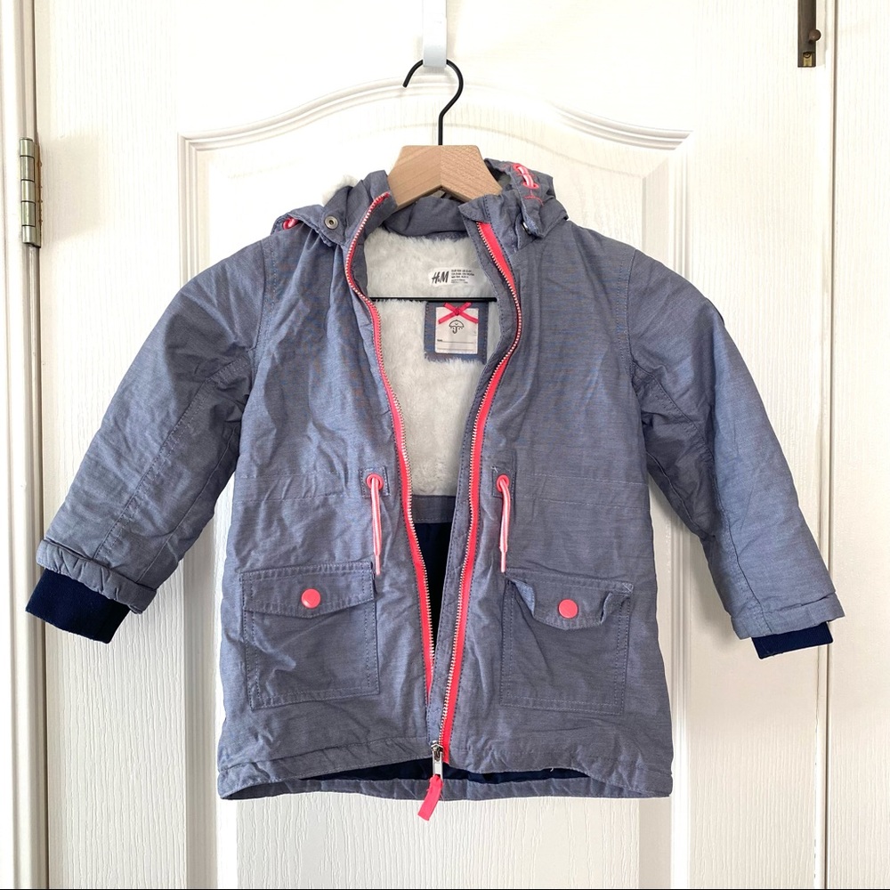 H&M toddler girls hooded padded rain repellent coat